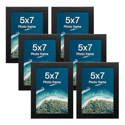 FrameWorks Value 6-Pack 5” x 7” Classic Black Gallery Style Picture Frames