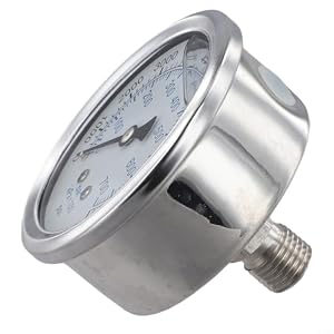 Edelstahl-Hochdruckreiniger... für M14-Gewinde, mit Glycerin gefüllt, -6000 PSI, für elektrische Gas-Kraftreiniger, kompatibel mit Schnellverbindungspumpen und (0–10000 PSI)