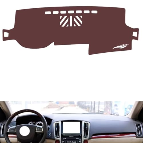 Anti-Slip Sun-Proof Dashboard Cover Compatible with Cadillac SLS 2007-2012, Premium Leather (Brown)