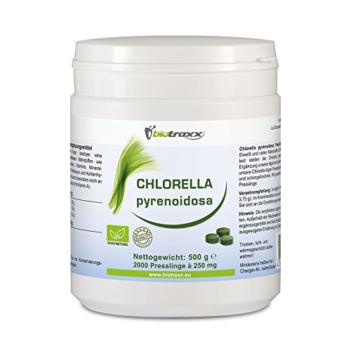 Biotraxx Chlorella pyrenoidosa 500g - 2000 Tabletten, je 250 mg