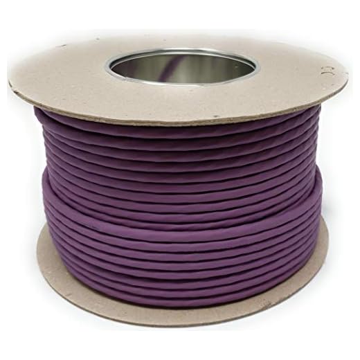 100.0M - Cat7A - Cable de Red Ethernet (Tambor, 1200 MHz, 4 Pares, Alta Velocidad, Libre de halógenos, Cortador, súper rápido, PoE, PoE, Color Morado)