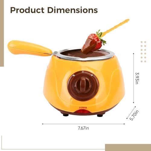 Electric Melting Chocolate Pot Kit, Mini Double Boiler Fondue Pot with 26 Accessories, Dual Temp Control, Easy to Clean, Yellow, for US Outlets, for Melting, Mixing, Dipping, and Fondue Desserts