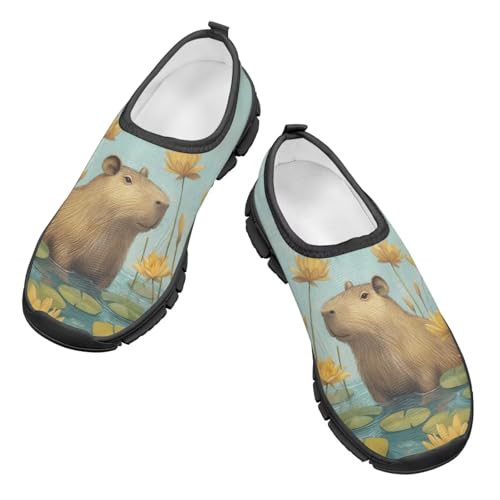 Capybara Shoes for Girls Breathable Mesh Walking Sneakers Lightweight Slip on Tennis Shoes Athletic Shoe