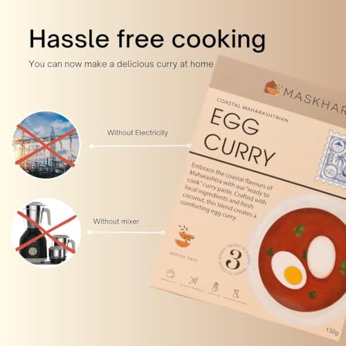 Image of Maskhari Ready to Eat Egg Curry Paste, 150g | Authentic Maharashtrian Egg Curry | Instant Indian Curry Base | No Preservatives, No Artificial Colors | Ready in Minutes