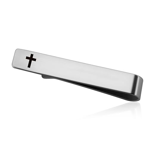 Cross Tie Clip for Men Pastor Officiant Tie Bar for Grandson Brother Son 1st First Communion Decorations for Boys Son Nephew Religious Confirmation Gifts for Boys Brother Grandson Cross Tie Bars