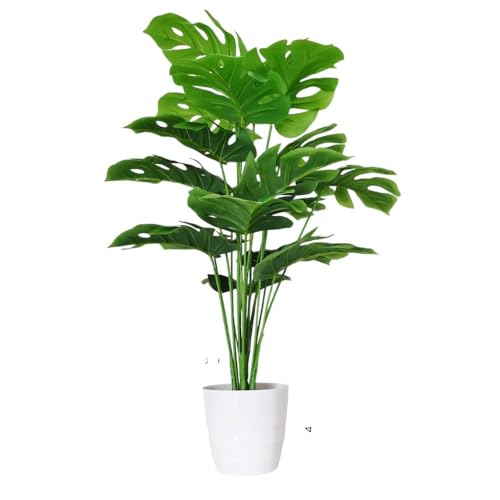 Artificial Monstera Plant 55 cm Tall, with White Pot, Lifelike Gr...