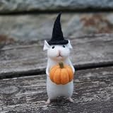 Halloween Felt Mouse Ornament,Cute Felt Mice Figurine for Halloween Christmas Decor,Wool Felts Handmade 𝙃𝙖𝙡𝙡𝙤𝙬𝙚𝙚𝙣 Decorations Mouse,Witch Broom Pumpkin Figurine Gift (1PCS)