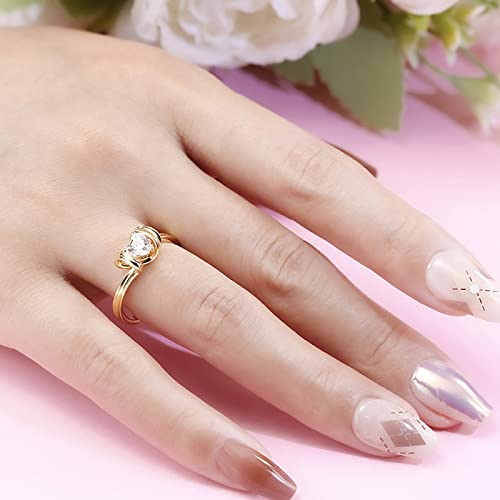Jeulia Heart Cut Solitaire Silver Ring: Wrap Yellow Gold-Plated Platinum Cubic Zirconia Engagement Band Anniversary Promise Bridal Set Valentine's Jewelry Gift with Box3