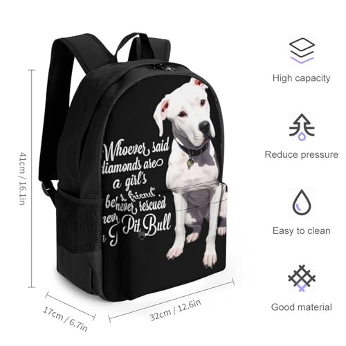 Men Women Lightweight Pitbull Pit Bulls Dog Black Backpack Large Capacity Bookbag With Smooth Zippers for Gym Business Running2