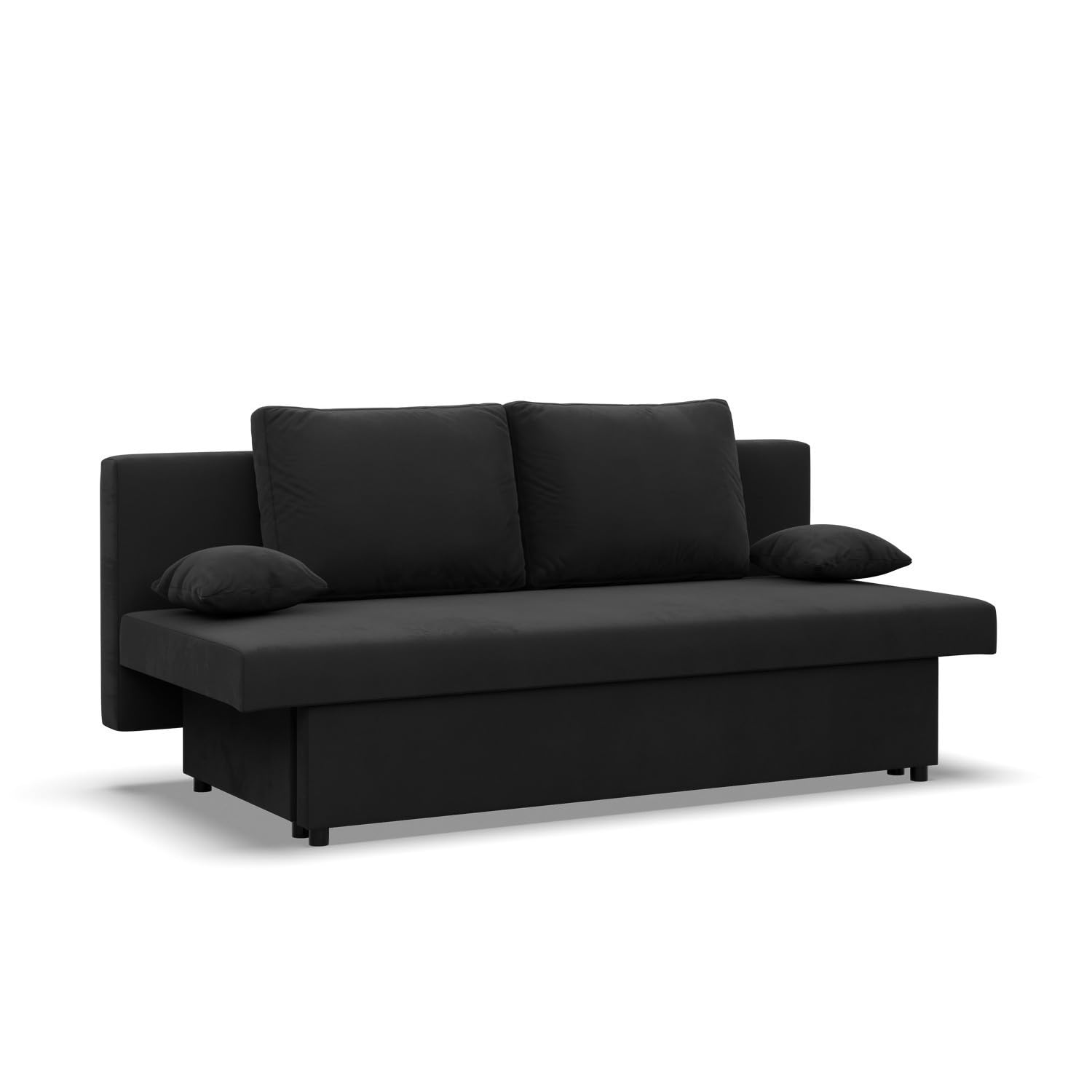 Mebligo - Sofa 3-Sitzer NOLA mit Schlaffunktion und Bettkasten, Schaum, schwarz