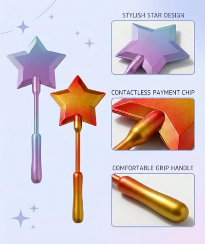 Image of Credit Card Wand, Credit Card Holder for Contactless Payments, Card Wallet Storage, Wave and Pay Design with Deep Sea Blue Silk Finish, Single Piece Payment Accessory (Rainbow) (Puple)