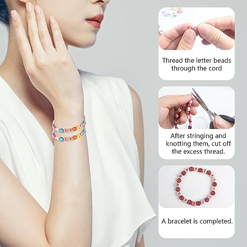 SUTOUG 1000PCS Colourful Letter Beads for Threading, 4 x 7 MM Acrylic Round Beads for Jewellery DIY Making Crafts Bracelets Necklaces Ornaments-Gold