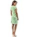 PattyBoutik Women Cap Sleeve Faux Wrap Print Dress (Green and White 12 Medium)