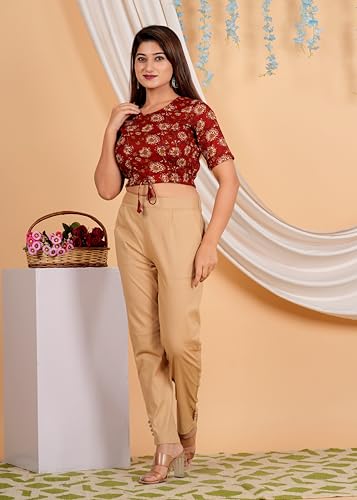 Image of Yash Gallery Women's Cotton Zig-Zag Printed Regular Regular Fit Short Sleeve Blouse