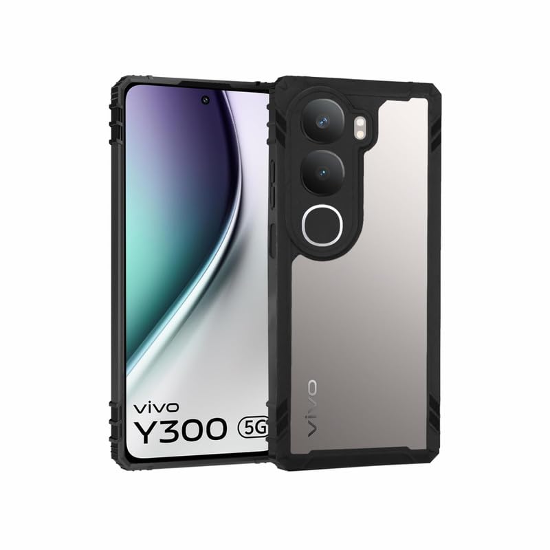 Image of AIBEX Crystal Clear Back Cover Case for Vivo Y300 5G | 360 Degree Protection | Shock Proof Design | Transparent Back Case for Vivo Y300 5G (PC & TPU,Bumper)