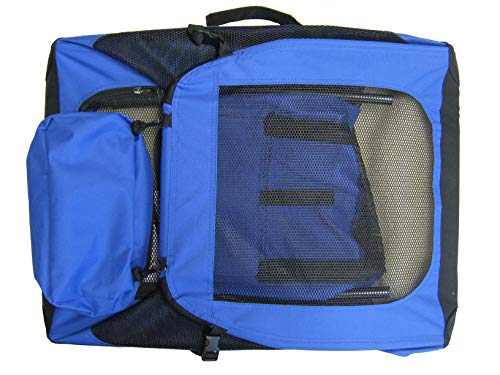 Go Pet Club 20" Soft Collapsible Dog Crate For Dogs, Portable Pet Carrier, Thick Padded Pet Travel Crate For Indoor & Outdoor, Soft Sided Pet Foldable Kennel Cage With Durable Mesh Windows, Blue #TOP2