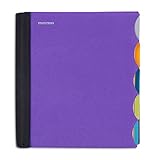Mintra Office Durable PREMIUM Spiral Notebook - Fabric Covered Coils, No Snags, Removable Adjustable Pocket Dividers, Ruler, Organization, Customizable ((Purple, 5 Subject, 8.5in x 11in))