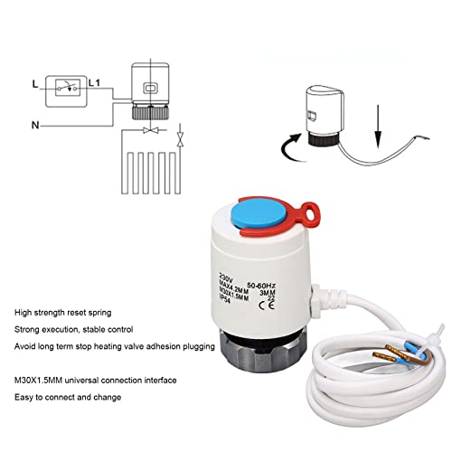 Electric Actuator Radiator Valve, 230VAC Independent Adjustment Avoid Corrosion M30x1.5mm Radiator Valve Strong Execution for Home - Image 2