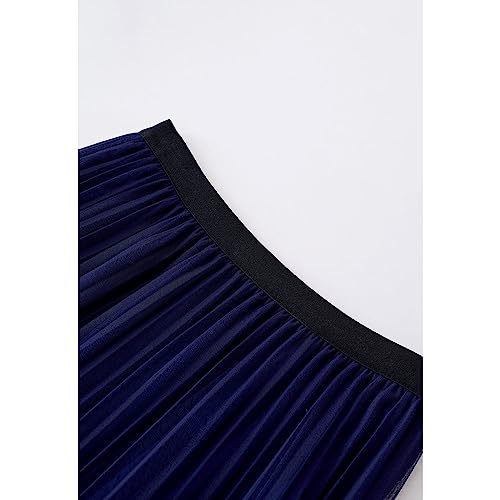 CHICWISH Women's Navy Glitter Embellished Pleated Mesh Tulle Skirt4