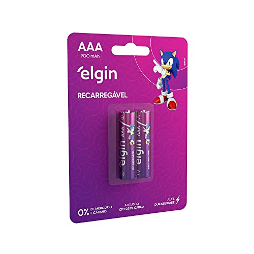 Pilha Recarregável Ni-MH AAA-900mAh blister com 2 pilhas, Elgin, Baterias, 82168
