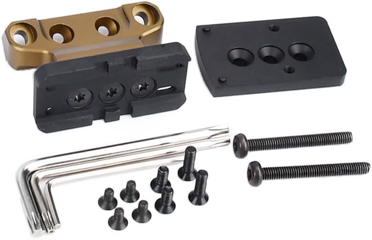 Offset Red Dot Sight Optic Mount Base Plate，Side 35 Degree Extend Base Heighten Mount Accessories，Compatible with Miniature T/1 T/2 H/1 H/2 RMR Series Etc Footprint Reflex Sight Optic Fiber Scope，Tan