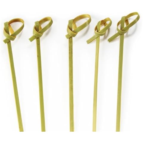 BambooMN 3.5" Bamboo Green Knot Food and Cocktail Skewer Picks - 1,000 Pieces Cover
