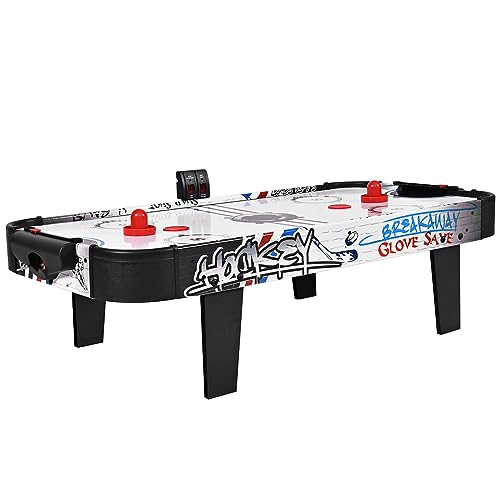 COSTWAY Tavolo Air Hockey, Set Tavolo da Air Hockey con Segnapunti LED Elettronico, 2 Dischi, 2 Palette, 2 Porte, Gioco Divertente per Bambini e Adulti, 110 x 59 x 31 cm