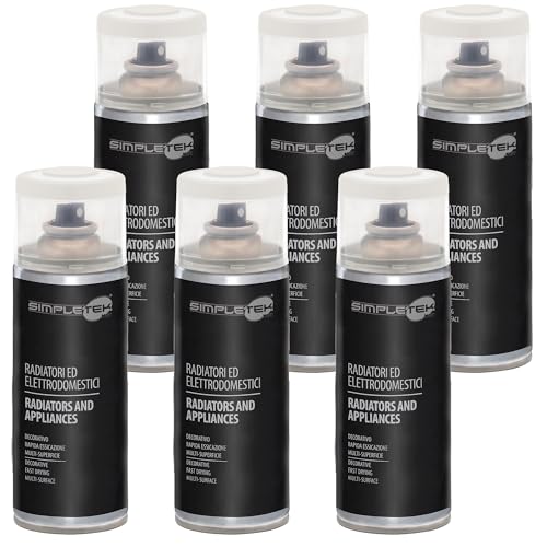 SIMPLETEK - 6X Bombolette Spray Vernice Smalto per Radiatori Elettrodomestici Lavatrici Frigo Bianco Perla V400RAD.1 RAL 1013 400 ml (Kit da 6 pezzi)