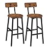 MAHANCRIS Bar Stools, Set of 2 Round Bar Chairs, 24.4 Inches Bar Stools with Back, Breakfast Bar Chairs with Footrest, Counter Bar Stools, for Dining Room, Kitchen, Bar, Rustic Brown BAHR02101