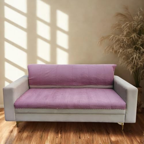 Image of Homerz Premium Velvet Sofa Cover Panel | Soft & Velvety Fabric | Rich Vibrant Colours | Sofa Protector for Living Room (Onion, 2 Seater, Seat Cover with Backrest)
