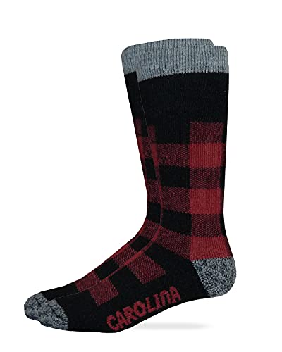 Carolina Ultimate Buffalo Plaid Full Cushion Merino Wool Blend Socks, Red, (L) Shoe Size 9-13, 1 Pair