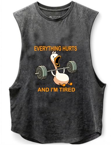 Everything Hurts and I'm Tired Men's Cotton T-Shirt Breathable Fitness Training Tank Top Humor Sports Tops