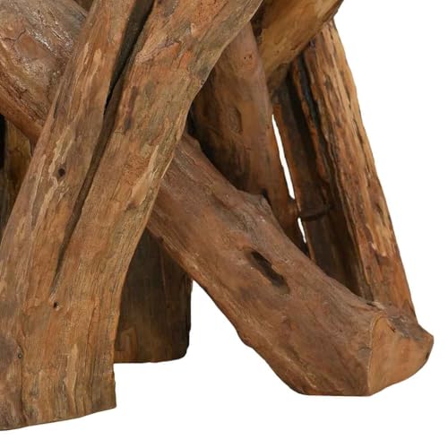 Table d'Appoint Bout de Canapé Salon Bois Flotté Teck 60cm - 7