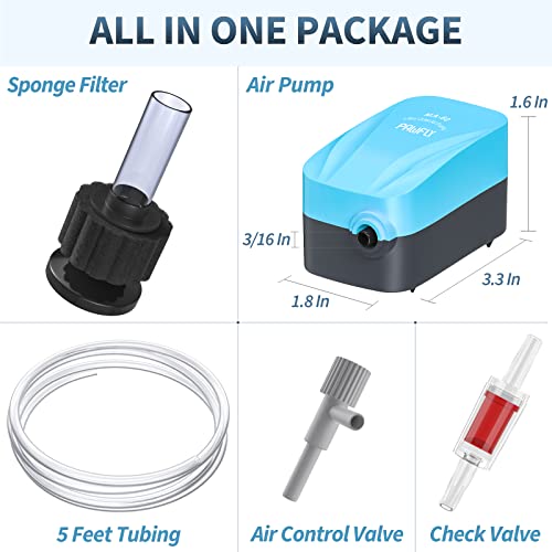 Pawfly Aquarium Air Pump With Nano Bio Sponge Filter Kit Air Control Valve Airline Tubing And Check Valve Accessories For 3-10 Gallon Small Fish Tank #TOP12