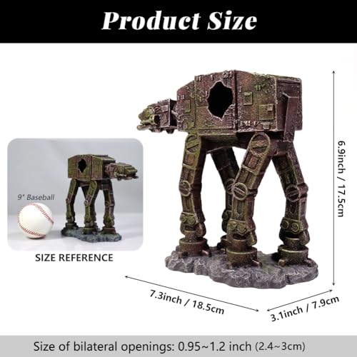 Image of Fish Tank Decorations AT-AT of Star Wars Aquarium Decorations Betta Fish Tank Accessories for Sleep Rest Hide and Play (M)