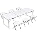 Produktbild Campingtisch faltbar Gartentisch mit Stühlen Klapptisch Falttisch aus Aluminium höhenverstellbar weiß 180x60cm