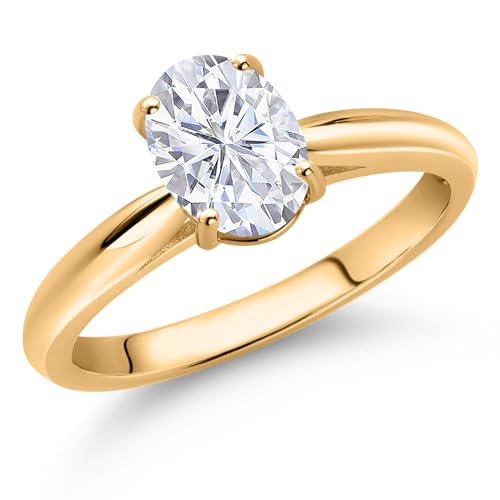 Gem Stone King 10K Yellow Gold 8X6MM Oval Gemstone Birthstone Solitaire Engagement Ring | Wedding Anniversary Promise Gold Ring For Women | Available In Size 5, 6, 7, 8, 92