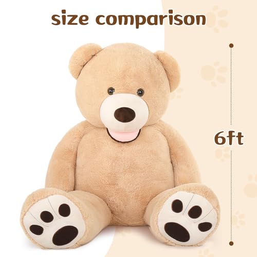 Image of MorisMos Giant Teddy Bear Plush 6ft, Life Size Huge Brown Teddy Bears for Boyfriend Girlfriend, 6 Foot Large Big Bear Gifts for Lover on Valentines, Anniversary, Birthday