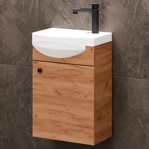 Planetmöbel Badmöbel Set Waschtisch mit Unterschrank 40 x 60 x 29 cm für Badezimmer, Gäste WC &...