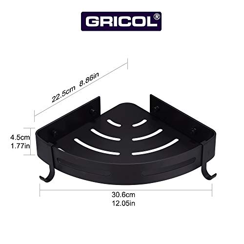 GRICOL Bathroom Shower Caddy Adhesive Corner Shelf, Shower Basket Storage for Bathroom Kitchen Shower organizer Wall Mounted
