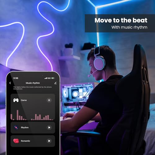 Image of Feit Electric Smart Neon Strip Lights 10FT, Flexible RGBW Color Chasing LED Light Strip, 2.4GHz WiFi Enabled, Works with Alexa and Google Home Assistant, 22W, Music Sync, App Control NF10 /CHASE /AG