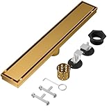 Drenaje de ducha lineal para piso, desagüe de baño de acero inoxidable cepillado con recogedor de pelo y patas ajustables de 18 pulgadas