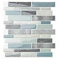 WOWSTAR 10-Sheet Peel and Stick Tiles, Marble Look Kitchen Backsplash Tiles, 12"x12" Blue