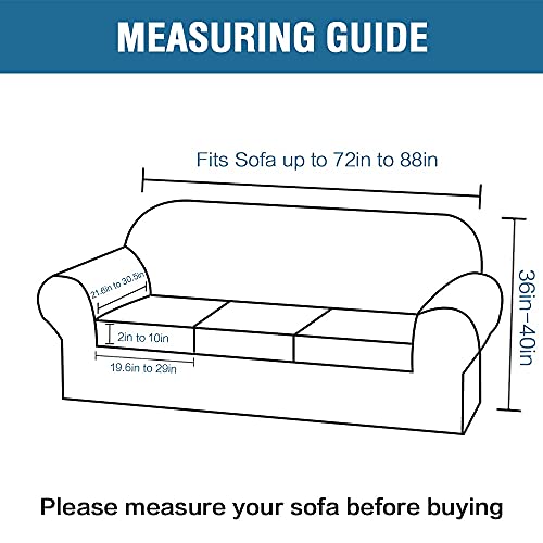 H.versailtex 4 Piece Stretch Sofa Covers For 3 Cushion Couch Covers For Living Room Furniture Slipcovers (Base Cover Plus 3 Seat Cushion Covers) Upgraded Thicker Jacquard Fabric (Sofa, Bronze Green) #TOP1