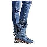 LLDG Damen Stiefeletten halbhoch schneestiefel Mode Outdoor Boots Plateau Absatz Schlupfstiefel rutschfest Langschaft schneeboots filzschuhe aus Veloursleder Ostalgische Ankle Boots Bootie