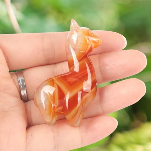 Estatua de Alpaca de Cristal Ágata Roja 2.5 pulgadas miniatura 3