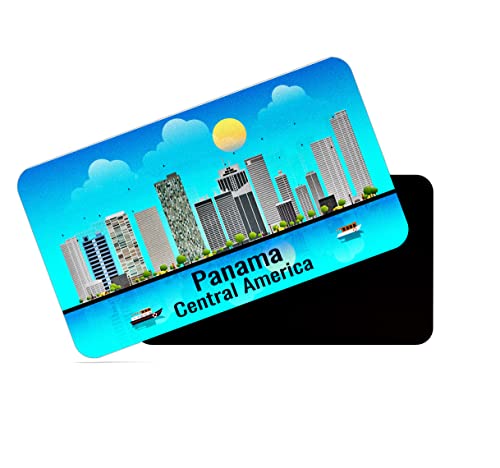 Image of dhcrafts Rectangular Rubber Fridge Magnet /Magnetic Card Blue Central America Panama Design Pack of 1 (8.6cm x 5.4cm)