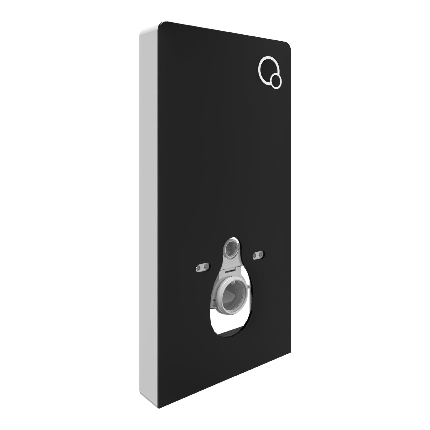 sistema modulo sanitario 805 di installazione per WC vaso sospeso a parete esterno- con pulsante di scarico - in alluminio e vetro nero - cassetta monoblocco - bella e funzionale