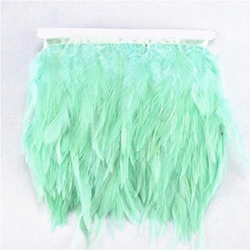 Zamihalaa - 5M 10Meter ArmyGreen Colored Saddle Rooster Feather Fringe Trim10-15CM Pheasant Feathers for Crafts Decoration Ribbon DIY Plumes - 5 Meters