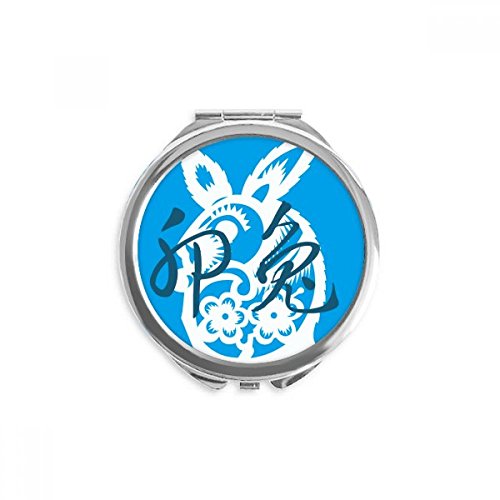 Miroir maquillage de poche lapin chine zodiaque mini miroir rond portable